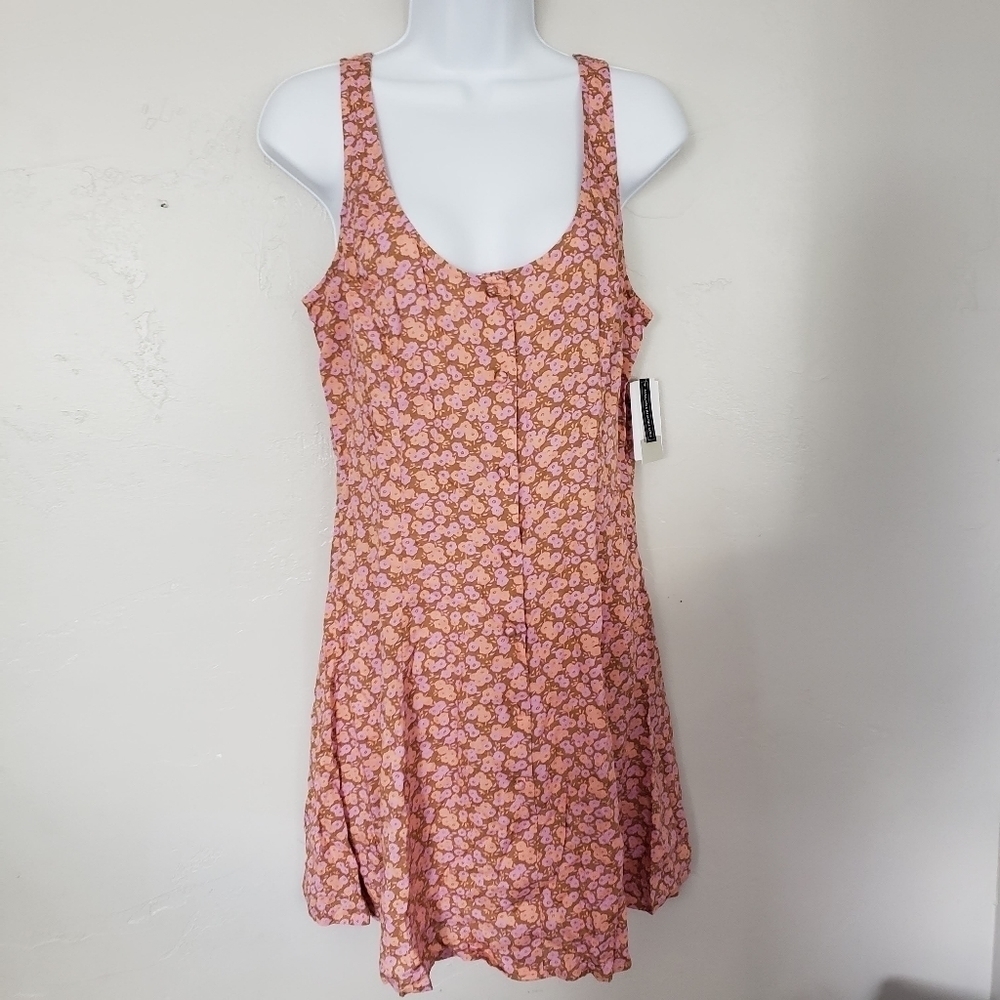 BP. NWT Women's Medium Sleeveless Dress Goldenrod Pink Purple Floral Button Up